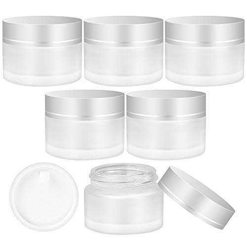 Cisolen 6 Pezzi Smerigliato Vetro Barattoli Vuoto Creme Barattoli Di Vetro Rotondi Con Fodere Interne Vasetti Vuoti Per Creme Cosmetiche Lozion