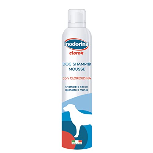 Inodorina, Clorex Shampoo Mousse A Secco, Con Azione Igienizzante, Adatto Anche Per Lavaggi Frequenti, Pulisce Il Pelo In Profondità, Per Cani E Cucci