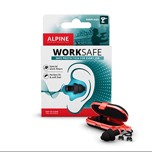 Alpine Worksafe - Tappi Per Le Orecchie Professionali - Certificati Ansi & Ce - 23 Db - Dpi Per Lavoro In Ufficio E In Cantiere - Cavo Di Sicurezza In