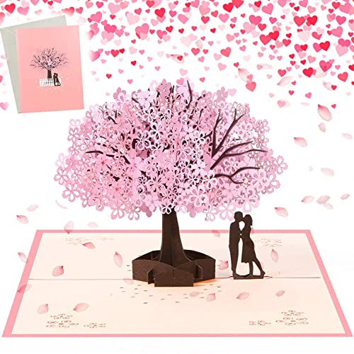 Tdtod Biglietto Di San Valentino, 3D, Biglietto Pop Up, Biglietto Di Compleanno, Matrimonio, Con Busta, Biglietto Sakura, Coppia Romantica, Per San Va