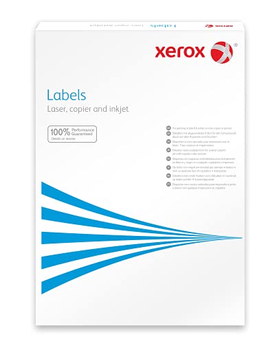 Xerox 003R97400 Etichette 210 X 297 Mm, Confezione Da 100 Fogli Din A4 = 100 Etichette Con Angoli Arrotondati, Bianco