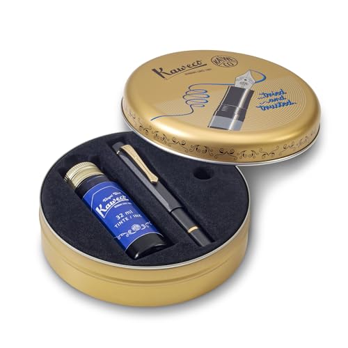 Kaweco Piston Sport Al - Starter Set I - Penna Stilografica Classica In Alluminio Per Flaconi D'Inchiostro, In Confezione Nostalgica, Con Flacone Kawe