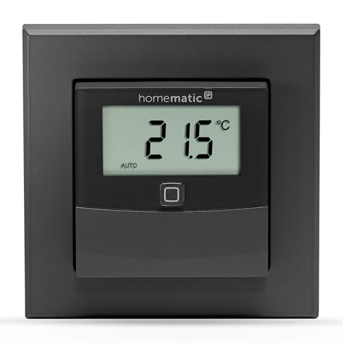 Homematic Ip Smart Home 160551A0 - Sensore Di Temperatura E Umidità Con Display - Interno, Controlla Radiatori/Riscaldamento A Pavimento Tramite App,