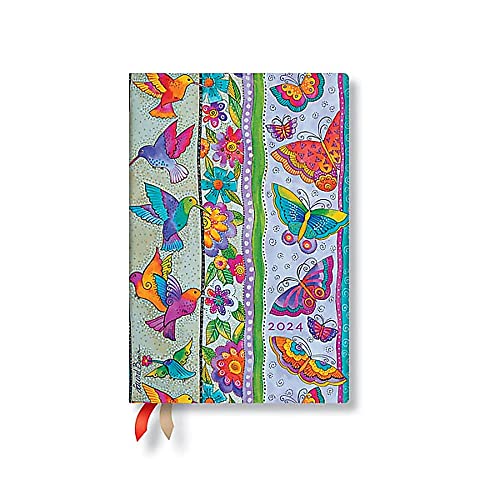 Paperblanks Agende 12 Mesi 2024 Farfalle E Colibrì, Orizzontale - Mini (140 X 100), Inglese (Festività Internazionali)