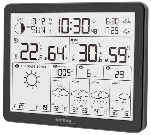 Wd3000 - Stazione Meteo Con 4 Giorni Previsioni Meteo, Incluso Trasmettitore Esterno, Dati Sulla Stazione E Sul Cellulare (App Direct Weather)
