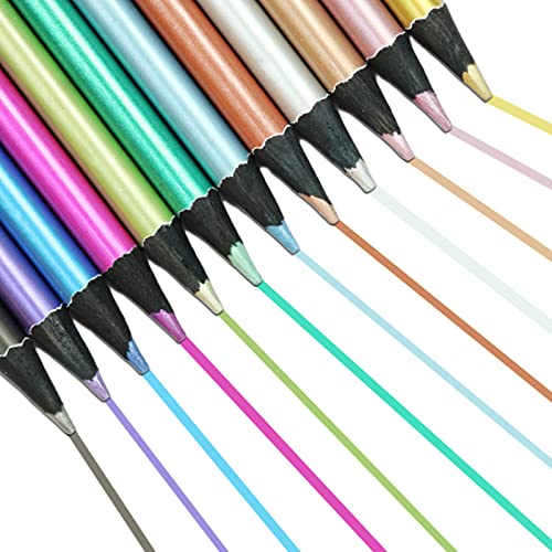 Set Di 12 Matite Colorate Metallizzate, Matite Colorate Metallizzate, Matite Colorate In Legno, Usate Per Colorare, Disegnare, Disegnare, Creare Bigli