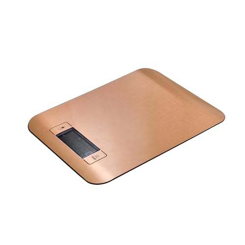 Bergner Copper - Bilancia Da Cucina 0-5 Kg, Display Lcd Con Luce, Acciaio Inossidabile E Abs, Precisione 1 G, Indicatori Di Sovraccarico E Batteria, S