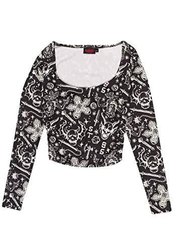 Stranger Things Top Hellfire Club All Over Print Long Sleeve Girls Da Donna Size M