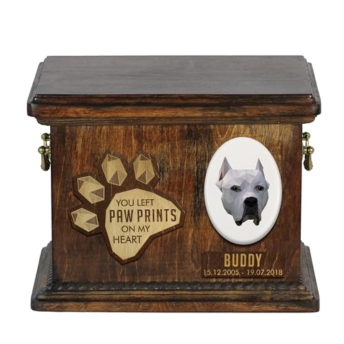 Art-Dog Urna Commemorativa Per Cani Geometrica Personalizzata - Urna In Legno Fatta A Mano - Scatola Per Cremazione Per Cani Su Misura Per Ceneri - 8,