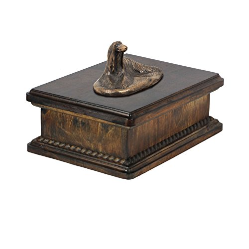Art-Dog Custom Dog Mama Sitting Statue Urna Commemorativa - Bronzo Fuso A Freddo Fatto A Mano Su Base In Betulla - Urna Per Le Ceneri Di Cane - 24,5X2