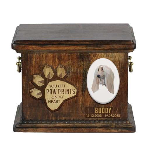 Art-Dog Urna Commemorativa Per Cani Geometrica Personalizzata - Urna In Legno Fatta A Mano - Scatola Per Cremazione Per Cani Su Misura Per Ceneri - 8,