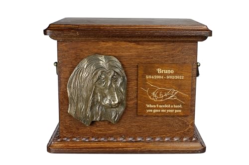 Art-Dog Urna Per Ceneri Di Cane - Memoriale Fatto A Mano Con Rilievo, Incisione Personalizzata E Busto In Bronzo Fuso A Freddo - 8,3X11,4X8,7" - Levri