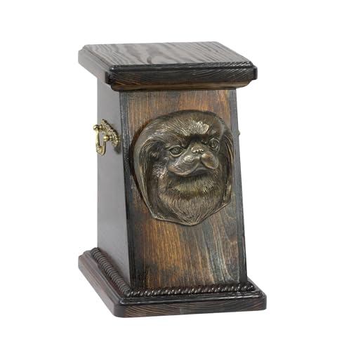 Art-Dog Urna Commemorativa Per Cani Personalizzata – Scatola Commemorativa Fatta A Mano – Testa Di Cane In Bronzo Fuso A Freddo Su Base In Betulla – 1