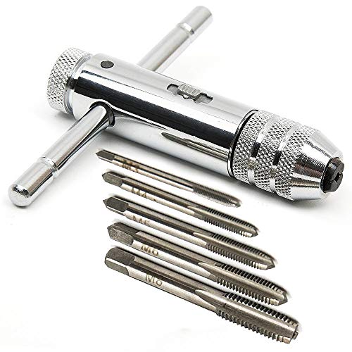 Tourne-À-Gauche À Cliquet En T,Réglable Clé À Taraud En Forme De T Hss Support De Robinet À Cliquet T Bar Manipuler Clé Avec 5 Tailles Tarauds À Main