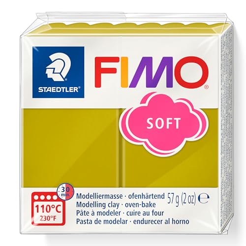Staedtler 8020-T51 Fimo - Pasta Modellabile Polimerica Morbida Indurente Al Forno, Erba Da Spiaggia (1 Blocco Da 57 G)