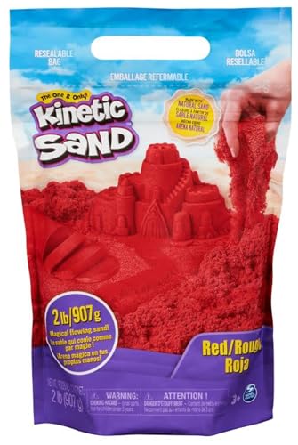 Kinetic Sand, 907 G Di Sabbia Da Gioco Rossa, Giocattoli Sensoriali Modellabili Per Bambini, Borsa Con Chiusura Ermetica, A Partire Da 3 Anni