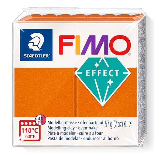 Staedtler Fimo Effect 8010-41 - Pasta Da Modellare Polimerica Indurente In Forno, Colore: Arancione Metallizzato (1 Blocco Da 57 G)