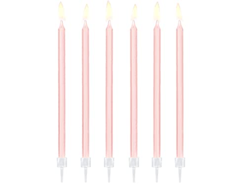 12 Pz Candeline Compleanno Rosa Da 14 Cm