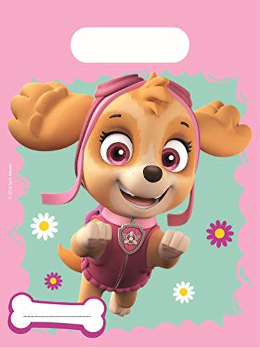 Procos Sacchetti Per Feste, Modello Paw Patrol-Skye & Everest, 6 Pezzi, Rosa/Verde, Multicolore, 6 Unità (Confezione Da 1), Pr89628