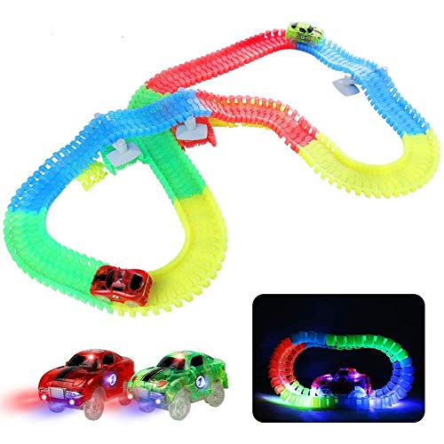 Fajiabao Pista Macchinine Giochi Bambini 3 Anni Luminosa Elettriche Auto Giocattolo Flessibile Pista Macchinine Carrera 240 Pezzi Con 2 Glow Cars Macc
