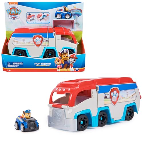Paw Patrol, Pup Squad Patroller, Veicolo Di Squadra, Veicolo Giocattolo Con Auto Collezionabile Di Chase, Giocattoli Per Bambini E Bambine Da 3 Anni I