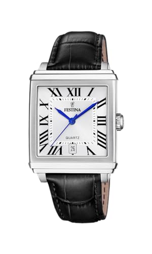 Festina Orologio Uomo F20681/1 On The Square Cassa Di Acciaio Inossidabile 316L Grigio Cinturino In Pelle Nero