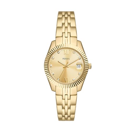 Fossil Orologio Scarlette Da Donna A Tre Sfere In Acciaio Color Oro Con Datario, Es5338