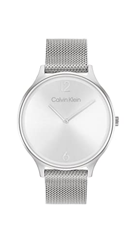Calvin Klein Orologio Analogico Al Quarzo Da Donna Con Cinturino In Maglia Metallica In Acciaio Inossidabile Argentato - 25200001