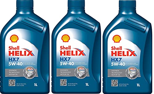Set Da 3 Olio Motore Helix 5W-40 Hx7 Sintetico 1L Auto Moto
