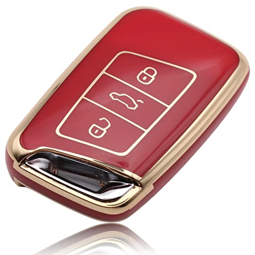 Foamo Custodia Per Chiave Auto Compatibile Con Vw Passat B8, Seat, Skoda Keyless Chiave Auto – Tpu – Custodia Protettiva Per Chiave Auto Rosso