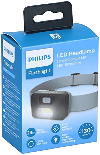 Linterna Frontal Philips Sfl1000H/10 130 Lumens - Regulacion De Potencia De Luces + Alarma Iluminacion + Baterias Sfl1000H/10