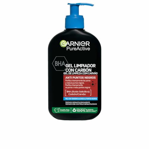 Garnier Skin Active, Pure Active Gel Detergente Anti Punti Neri Con Carbone E Acido Salicilico Purifica Intensamente I Pori E Riduce I Punti Neri
