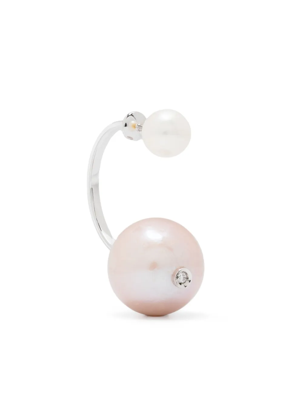 Delfina Delettrez 18kt white gold pink pearl and diamond earring - Argento