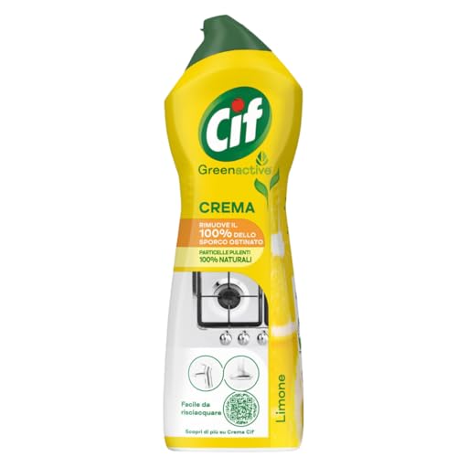 Cif Crema, Detergente Per Superfici Dure, Formato 750 Ml, Ideale Su Grasso Incrostato, Residui Di Cibo Bruciato E Macchie Di Calcare, Con Particelle P