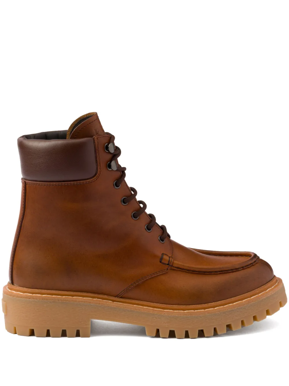 Prada lug-sole leather boots - Marrone