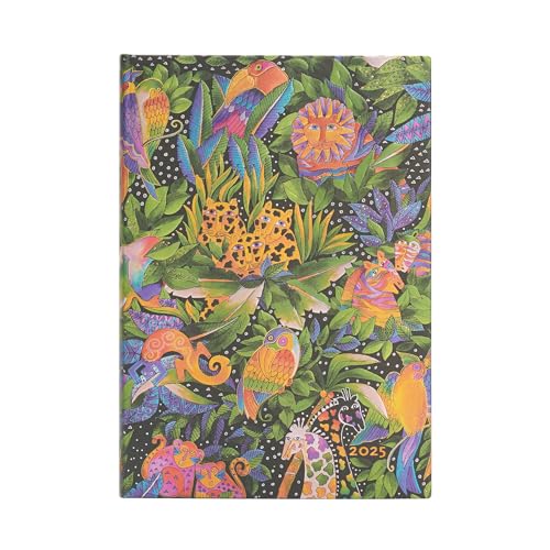 Paperblanks Agende 12 Mesi 2025 | Canzone Delle Giungla | Midi | Verticale | Chiusura Con Fascia Elastica: Tydzień Na Dwóch Stronach, Zamykany Na Gumk
