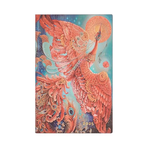 Paperblanks Agende 12 Mesi Flexis 2025 | Uccello Di Fuoco | Maxi | Orizzontale | Chiusura Con Fascia Elastica: Tydzień Na Dwóch Stronach, Zamykany Na
