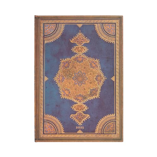 Paperblanks Agende 12 Mesi 2025 | Indaco Safavita | Grande | Verticale | Chiusura Con Fascia Elastica: Tydzień Na Dwóch Stronach, Zamykany Na Gumkę, P