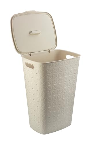 Curver Softex - Portabiancheria Da 56 L, Design Elegante, Leggero, Impilabile E Pratico, 70% Riciclato, Dimensioni Spaziose 59 X 43 X 34 Cm, Colore: B