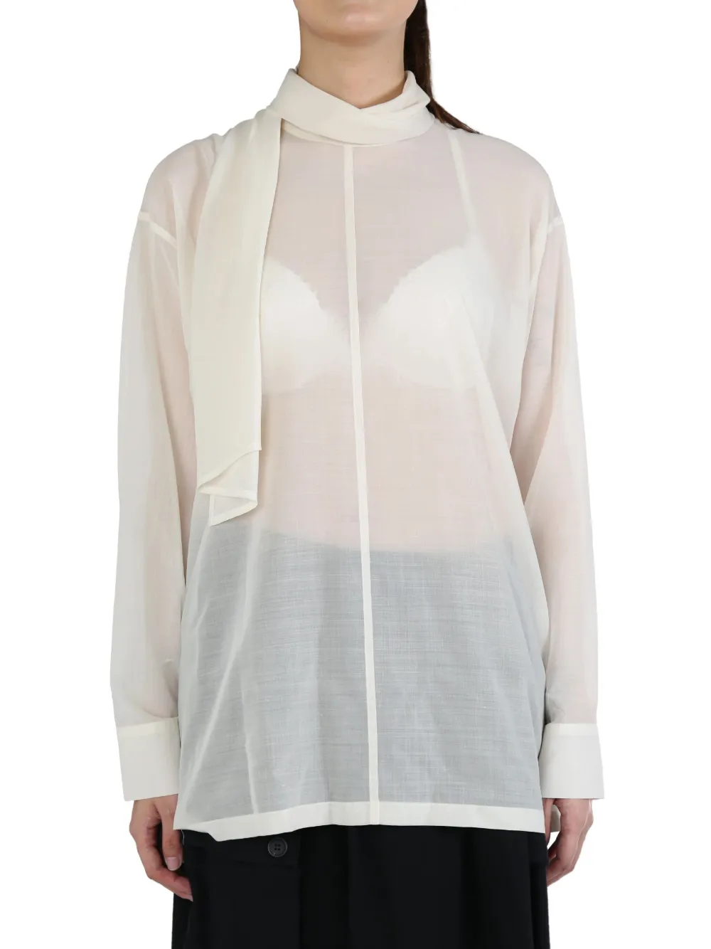 Issey Miyake sheer blouse - Bianco