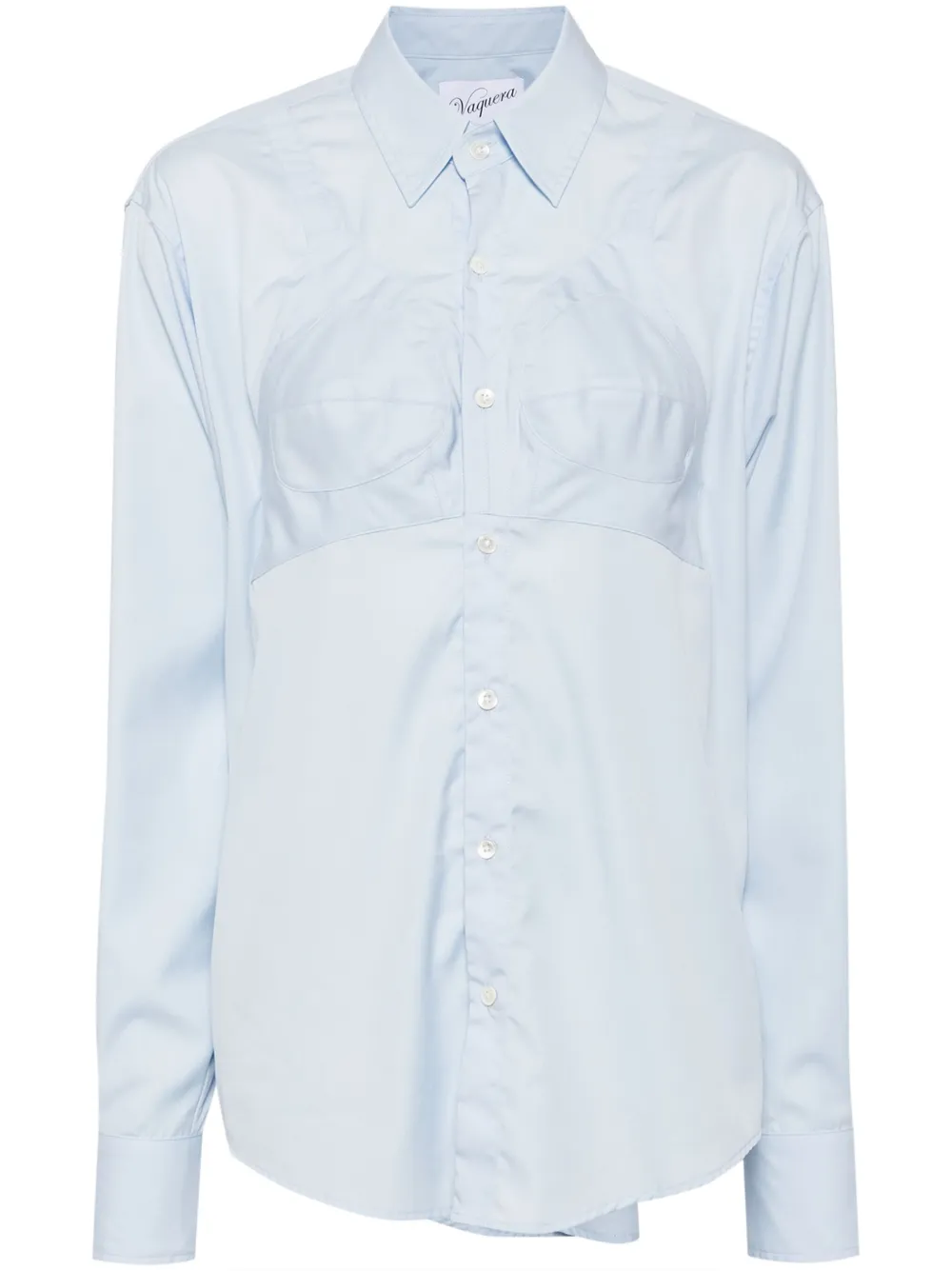 Vaquera bra-detail cotton shirt - Blu