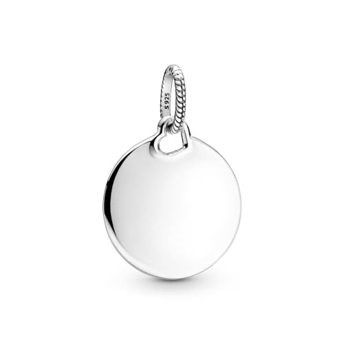 Pandora Collana Engravable Round Sterling Silver Pendant 398610C00 Marca, Talla Única, Metallo, Nessuna Pietra Preziosa