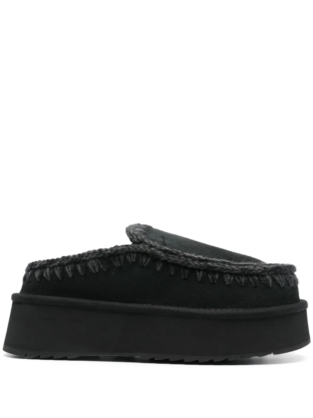 Mou 50mm whipstitch-trim slippers - Nero