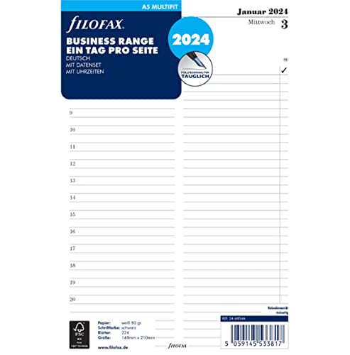 Filofax Inserto Per Calendario A5 Multi 1 Giorno Per Pagina (Tedesco) 2024