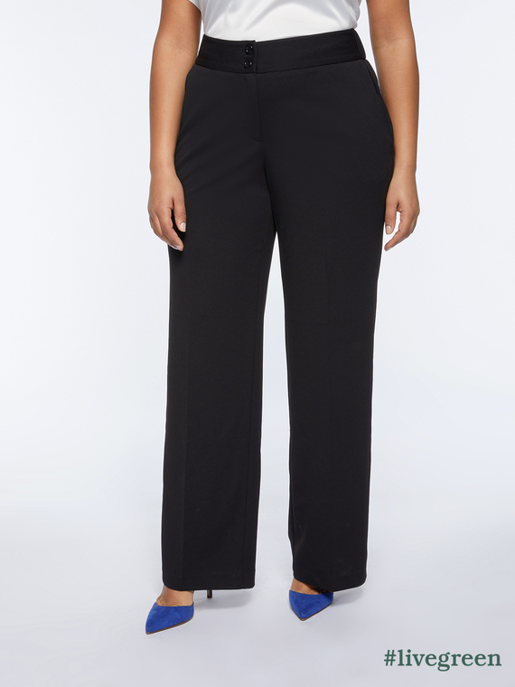 Fiorella Rubino - Pantaloni dritti fluidi Donna, Nero Taglia: XL (60-62 IT)