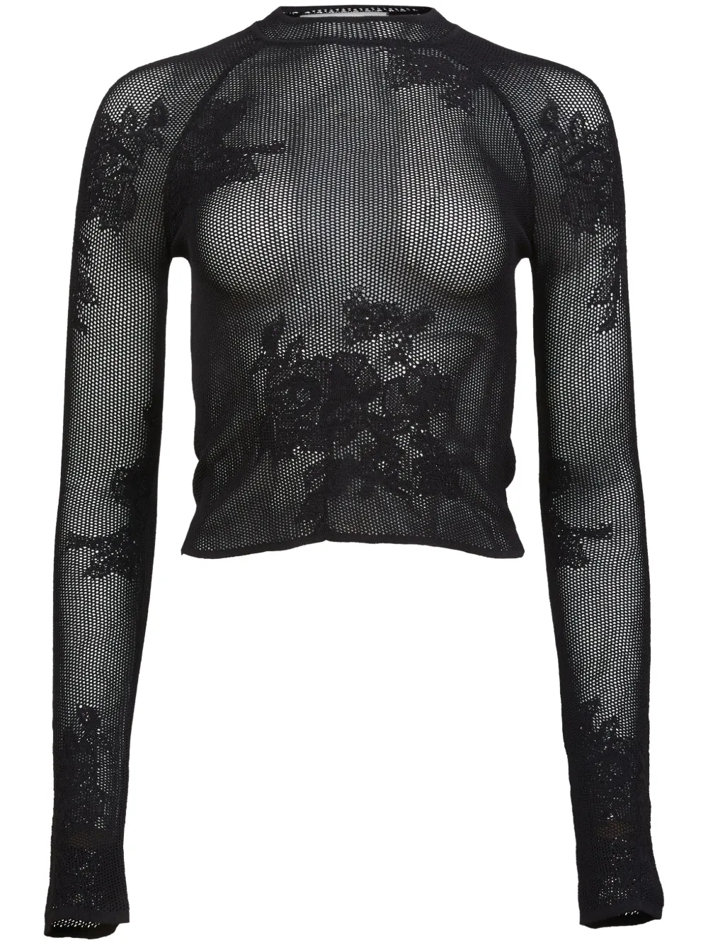 Fleur Du Mal lace pointelle long sleeve top - Nero