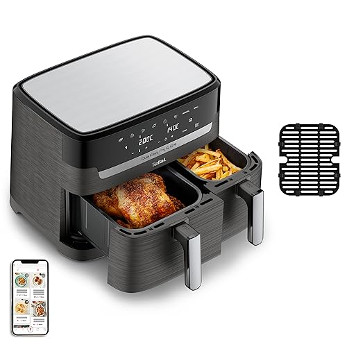 Tefal Ey905B10, Easy Fry & Grill Dual Xxl, 8,3 L, Acciaio Inossidabile, Doppi Cassetti, Friggitrice Ad Aria Combinata E Grill, Pasto Completo In Famig