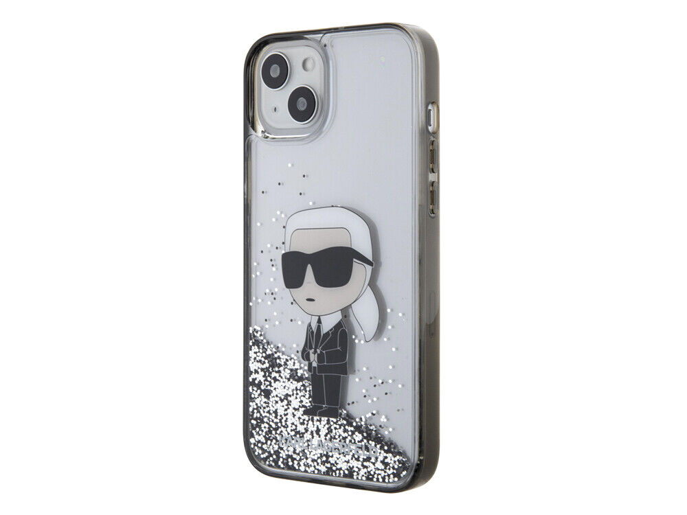 Karl Lagerfeld, Cover per iPhone 15 Floating Ikonik Glitter, Argento