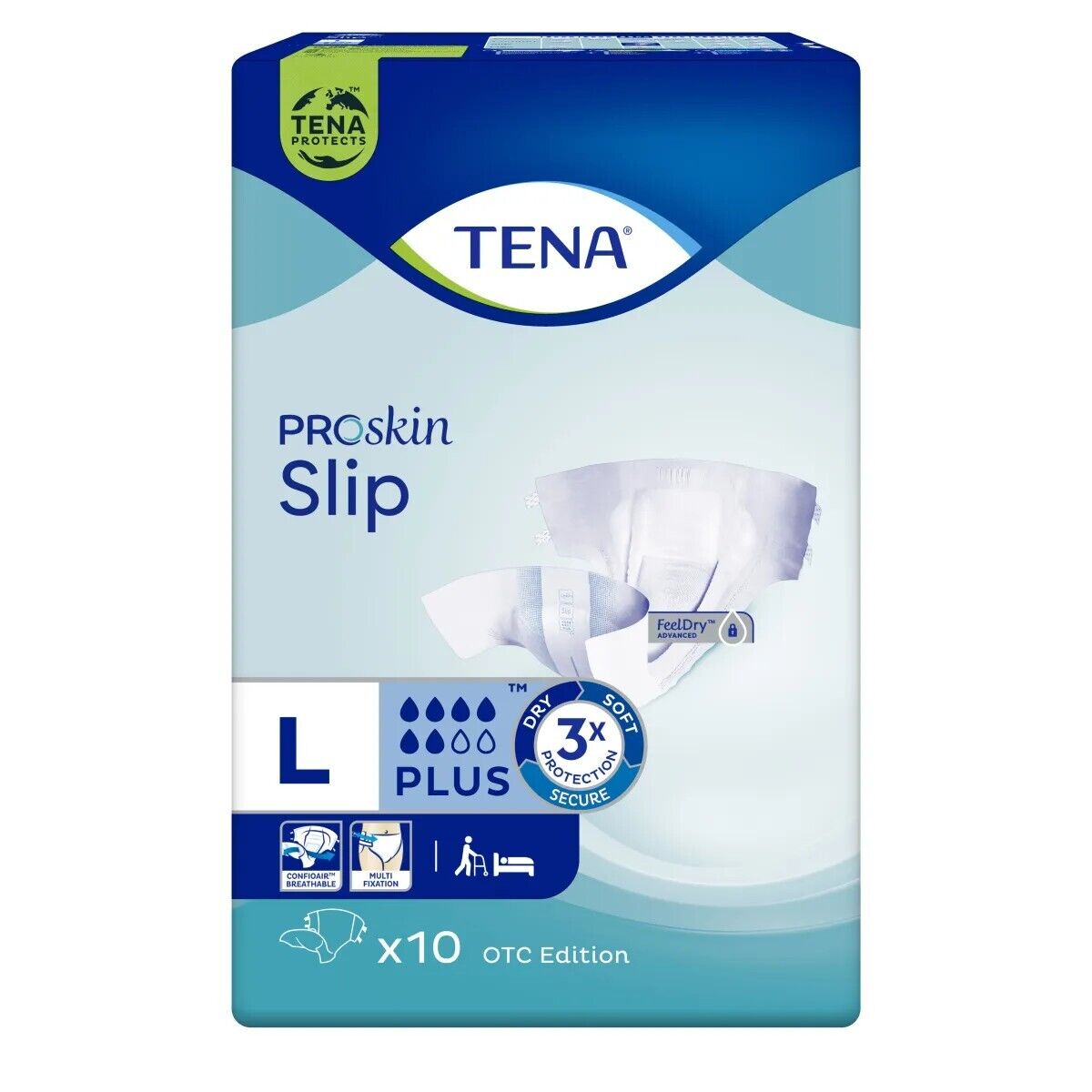 10 Tena Slip ProSkin Plus Pannoloni per Anziani con adesivi Pannolone Taglia L