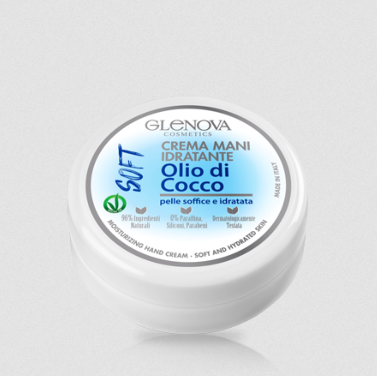 Glenova CREMA MANI IDRATANTE OLIO DI COCCO Pelle soffice Vegana 120 ml